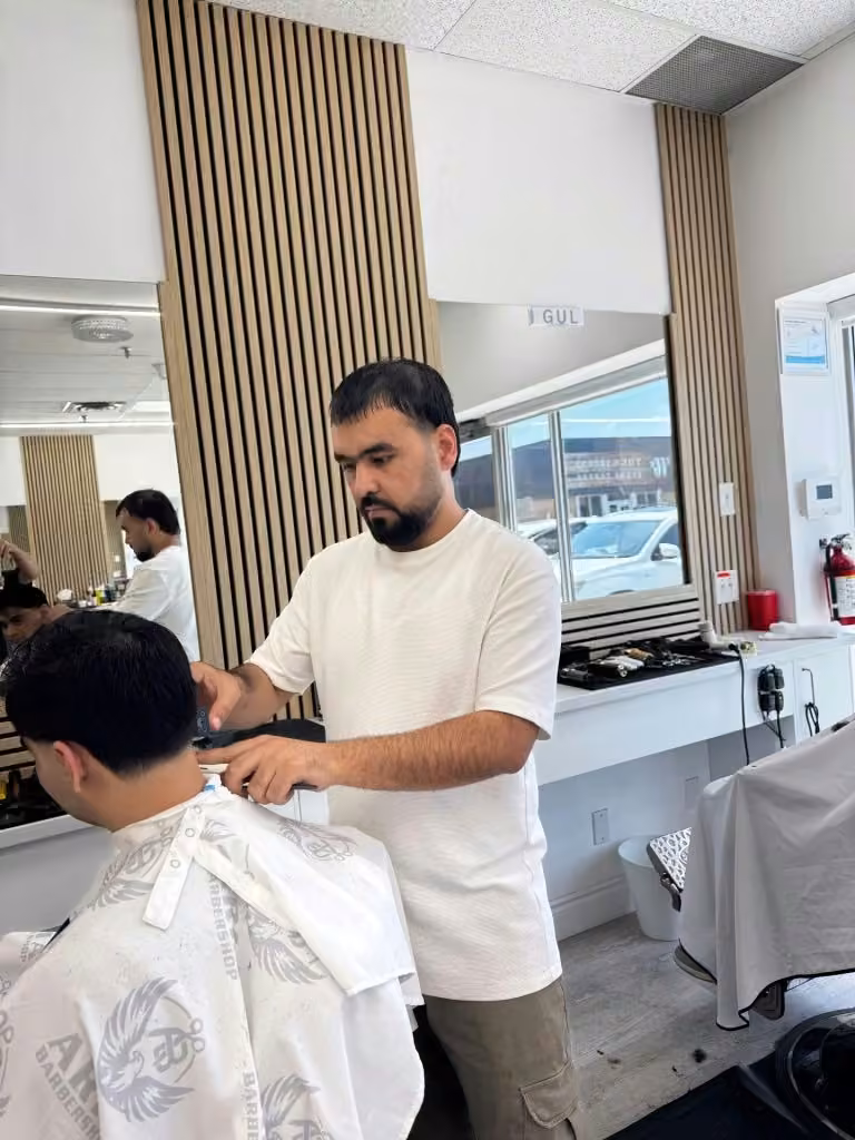 Aria Barbershop storefront on Hespeler Road