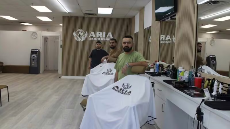 Close-up of a completed men's haircut at Aria Barbershop